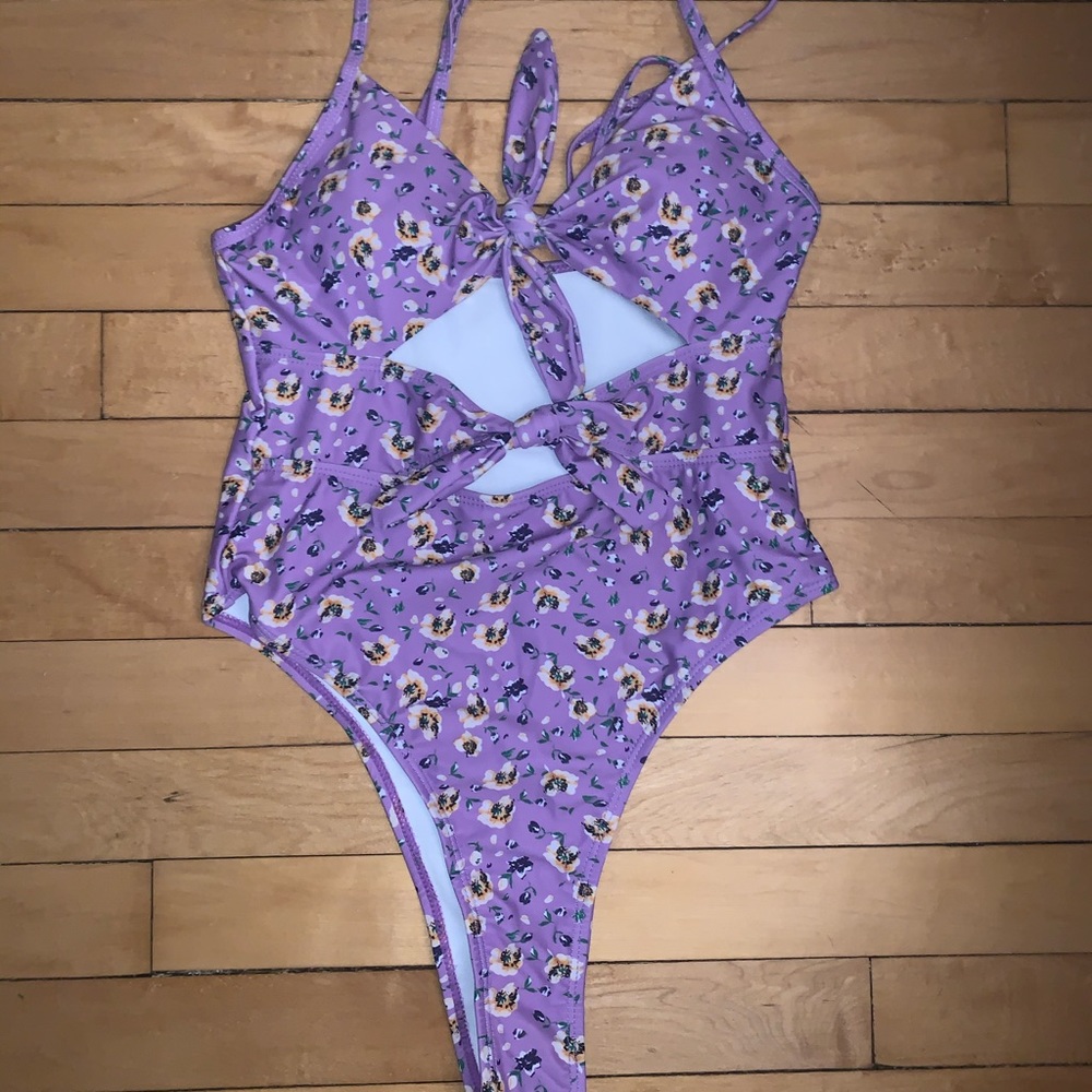 Zaful Tie Front Thong One Piece